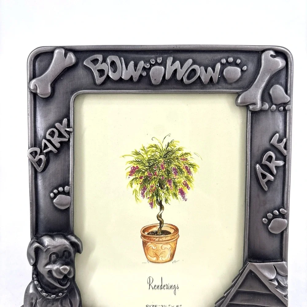Dog Theme Frame Metal Picture Frame by Renderings Bone Puppy Bark 3.5